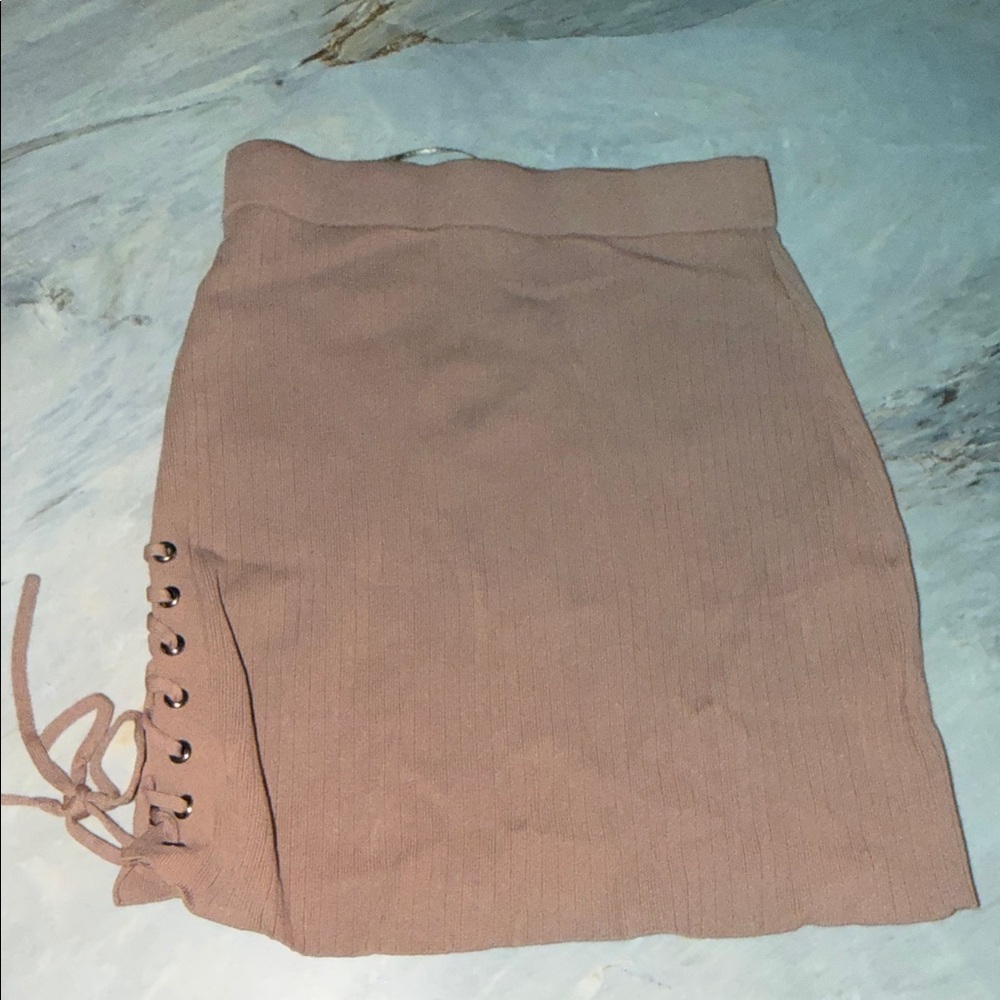 About Us Revolve Lace up Brown Skirt